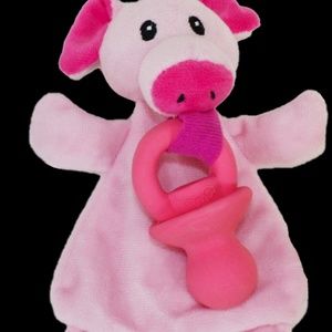 Multipet Plush Pacifier Pal Pig 8" Cuzzle Buddy Crinkle Dog Toy Gentle Chew NEW